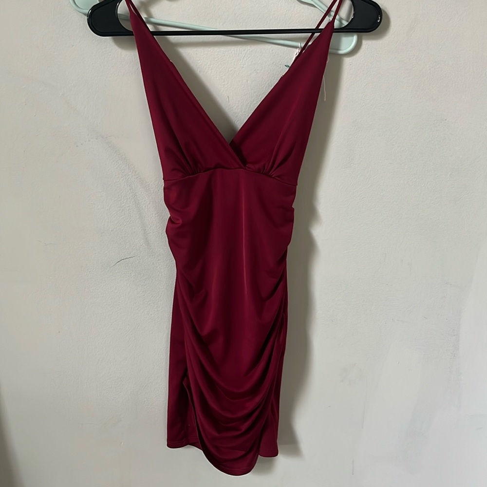 Rouched Cross Back Mini Dress